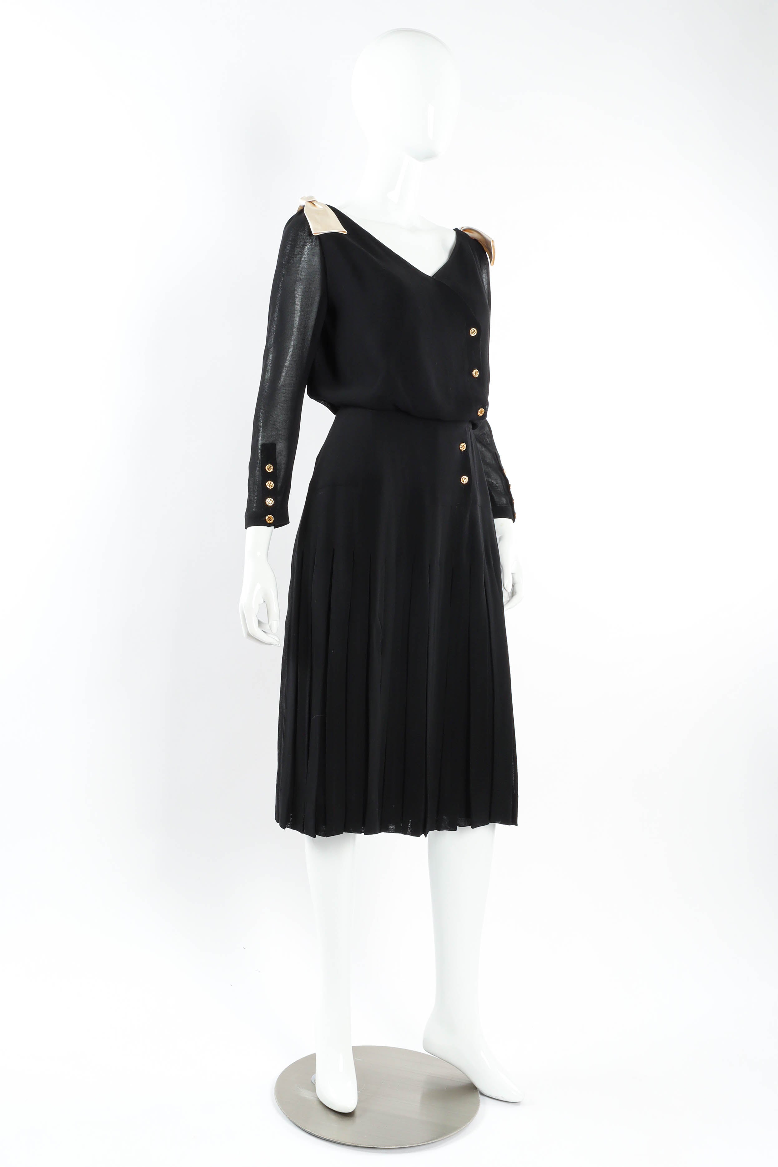 Vintage Chanel CC Pleated Wrap Dress mannequin angle @ Recess LA