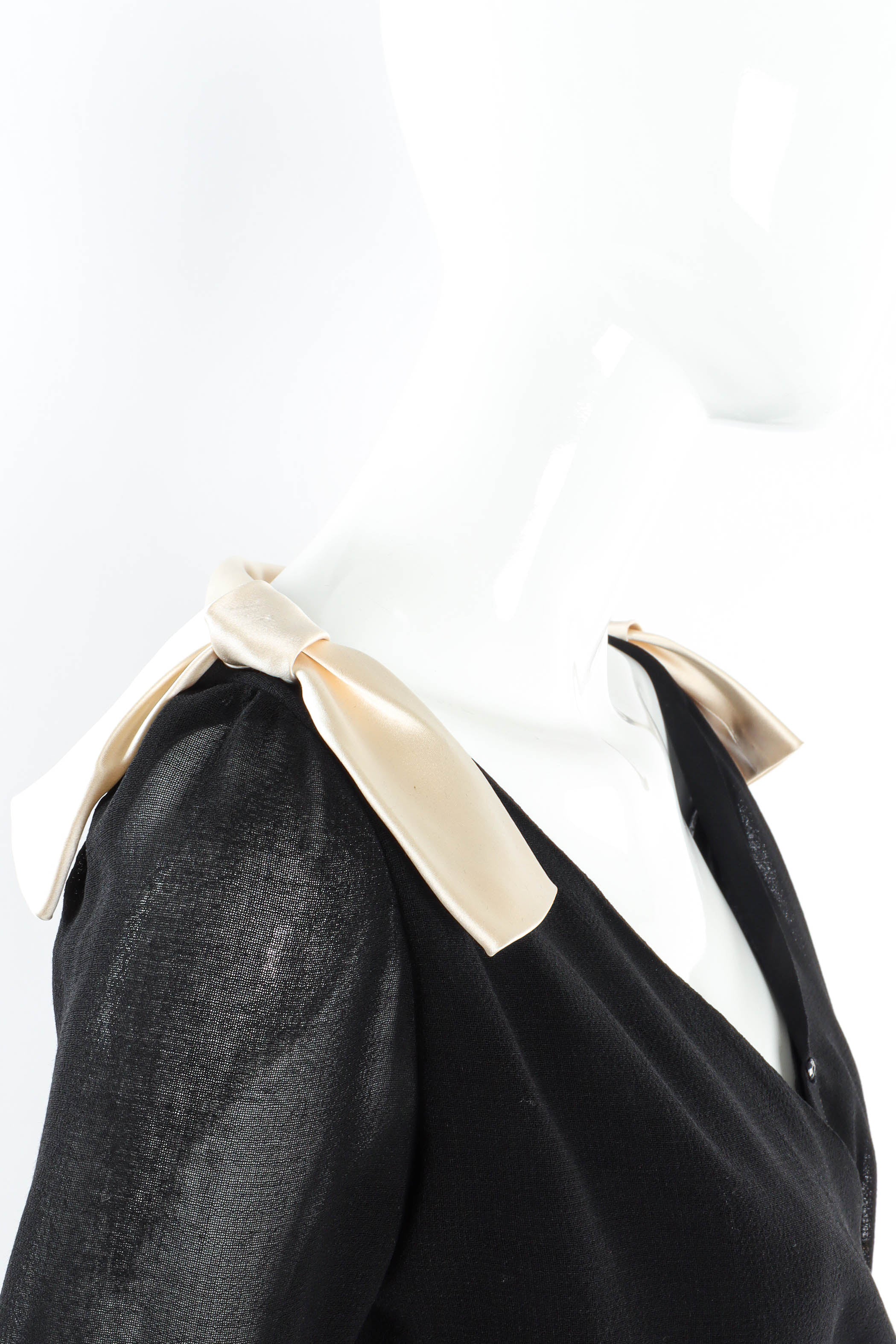 Vintage Chanel CC Pleated Wrap Dress shoulder detail @ Recess LA