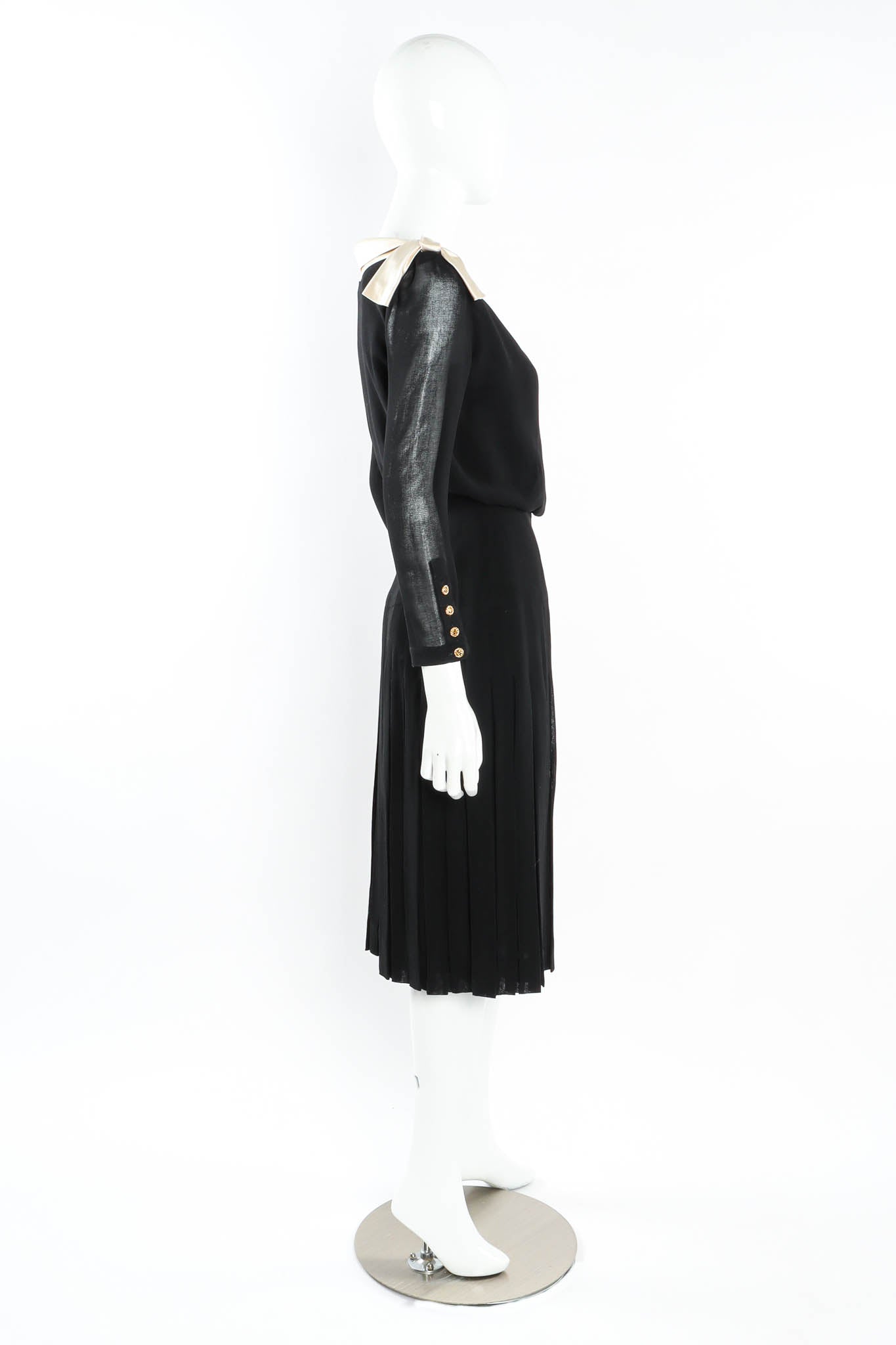 Vintage Chanel CC Pleated Wrap Dress mannequin side @ Recess LA