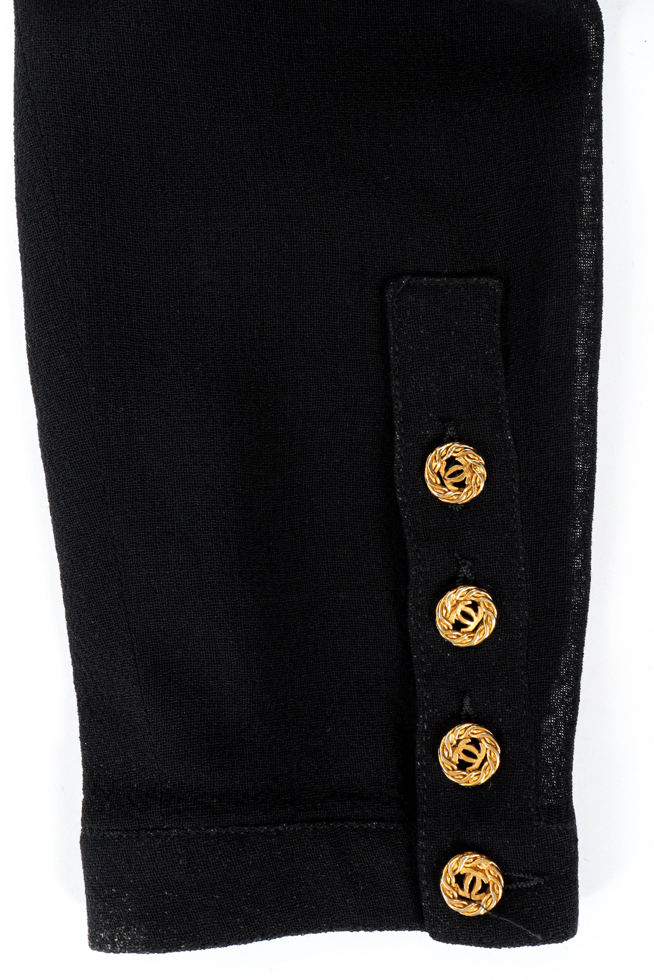 Vintage Chanel CC Pleated Wrap Dress sleeve buttons @ Recess LA