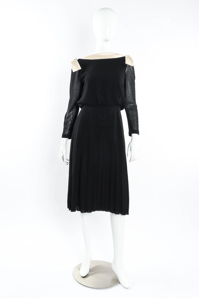 Vintage Chanel CC Pleated Wrap Dress mannequin front Reversed side @ Recess LA