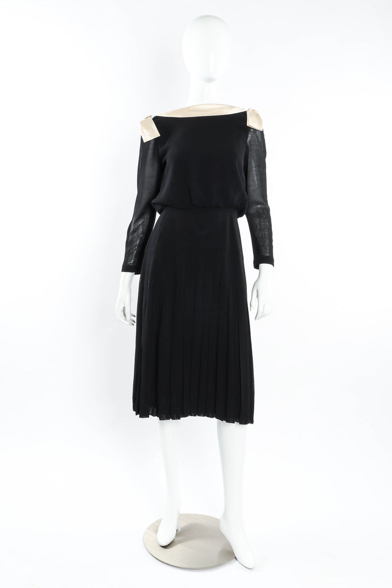 Vintage Chanel CC Pleated Wrap Dress mannequin front Reversed side @ Recess LA