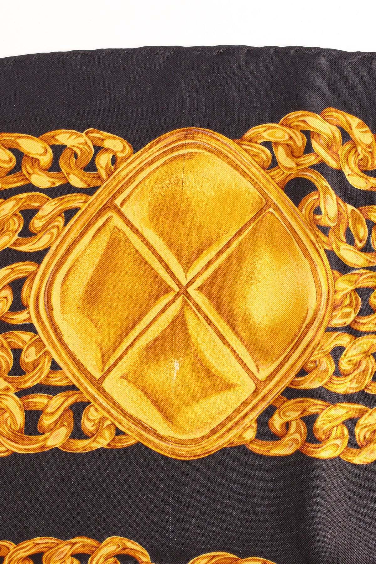 Vintage Chanel Gold Chain Link Print Silk Scarf – Recess
