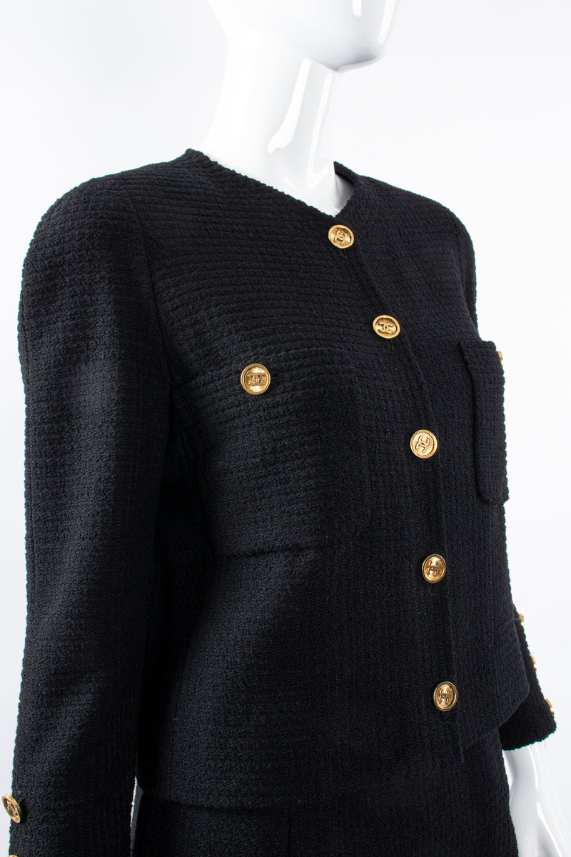 Chanel Vintage Monochrome Speckled Tweed Jacket M Chanel