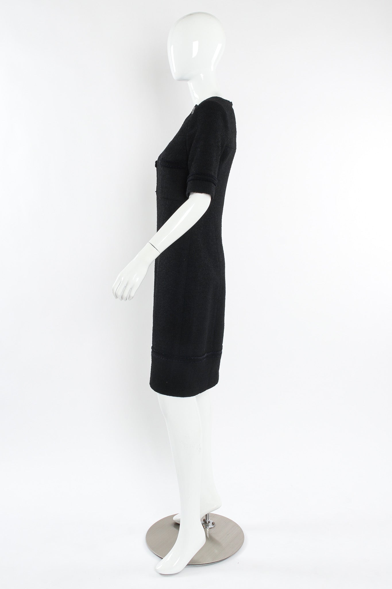 Vintage Chanel Tweed Panel Short Sleeve Dress mannequin side @ Recess LA
