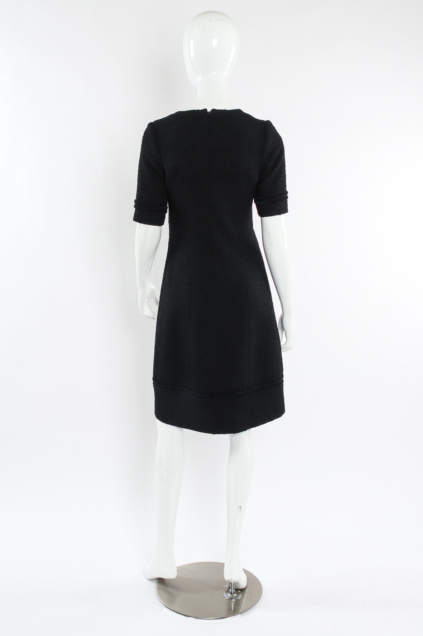 Vintage Chanel Tweed Panel Short Sleeve Dress mannequin back @ Recess LA