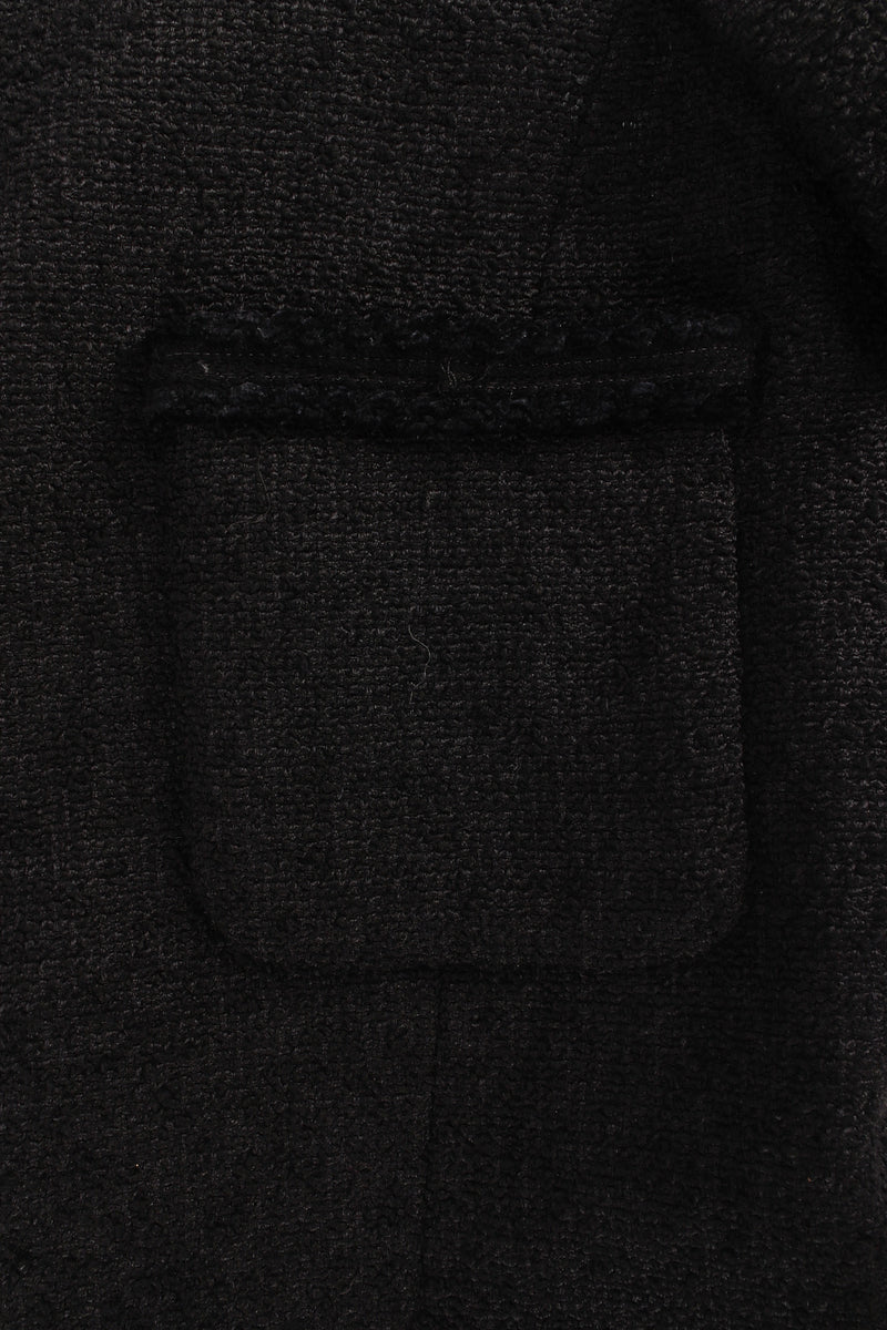 $1945 NEW Chanel Black Knit Mini Dress WOOL Short Pink CC Logo Pocket 34 