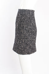 Vintage Chanel 1997A Chevron Tweed Skirt Set on Mannequin side at Recess LA