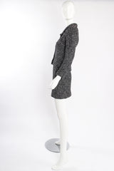 Vintage Chanel 1997A Chevron Tweed Jacket & Skirt Set on Mannequin side at Recess LA