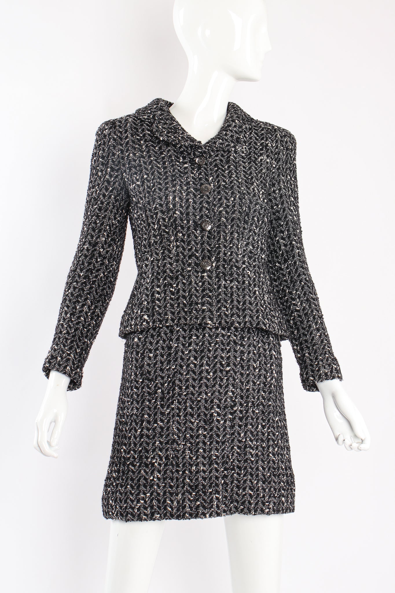 Vintage Chanel SS 1997 Crochet Trim Tweed Jacket & Skirt Set – Recess