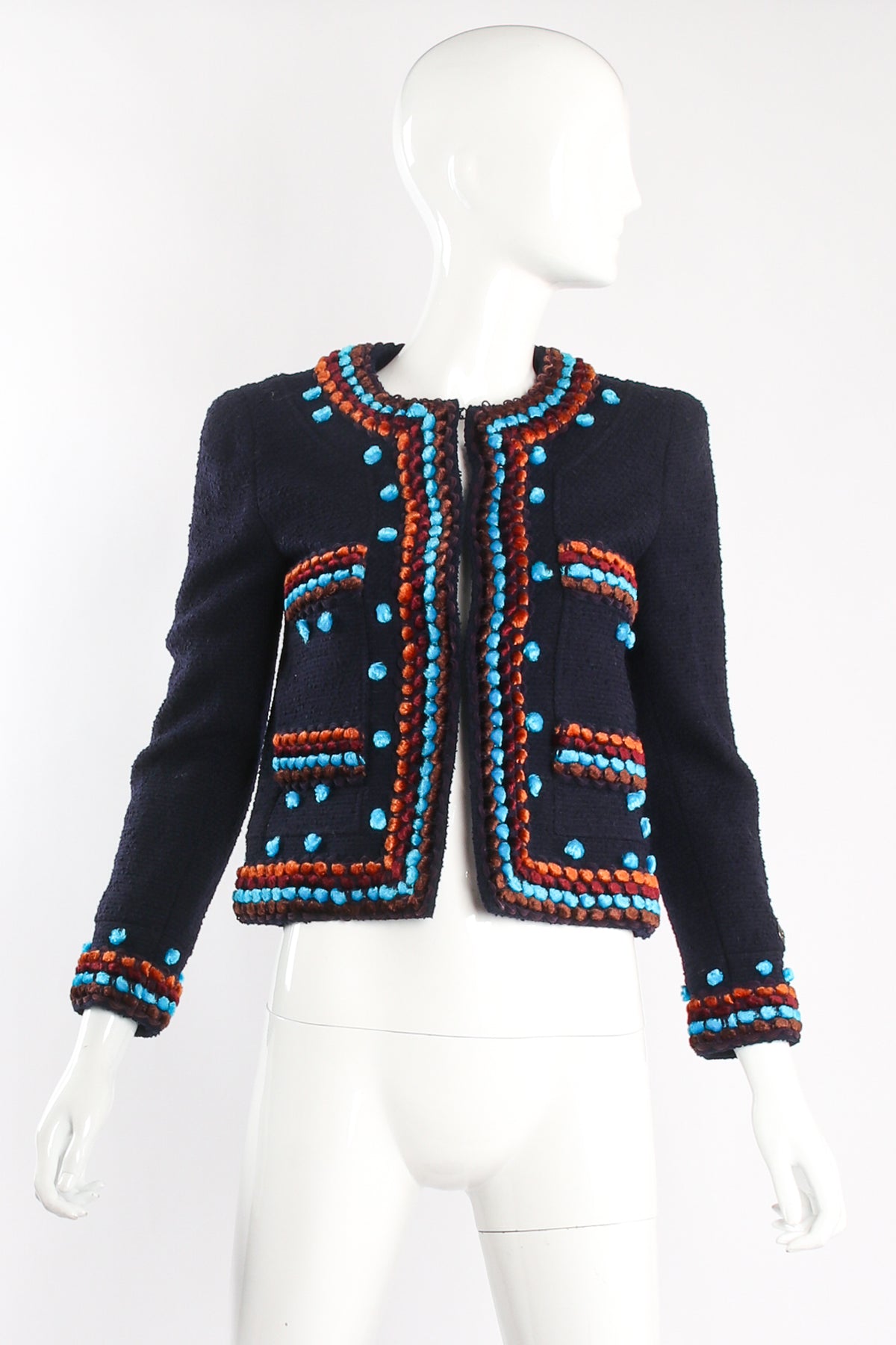 Vintage Chanel 1997A Chenille Trim Tweed Jacket & Pant Suit – Recess