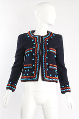 Vintage Chanel 1997A Chenille Trim Tweed Jacket Suit on Mannequin front at Recess LA