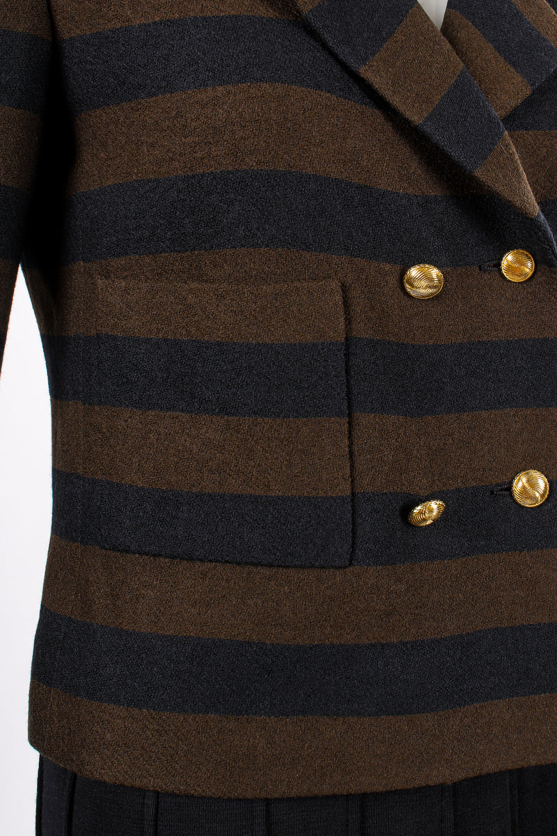 Vintage Chanel Striped Boxy Jacket & Skirt Set on Mannequin pocket at Recess Los Angeles