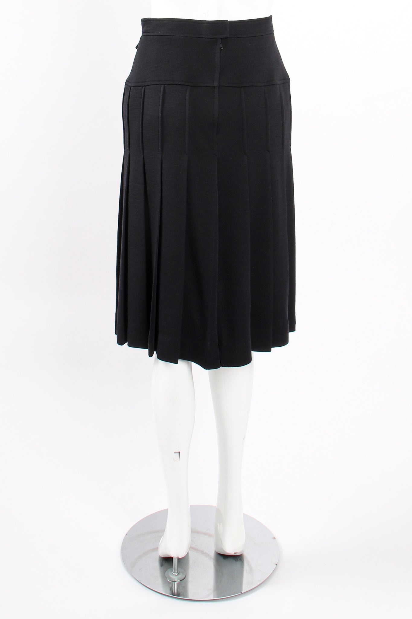 Vintage Chanel Striped Boxy Jacket & Skirt Set on Mannequin skirt back at Recess Los Angeles