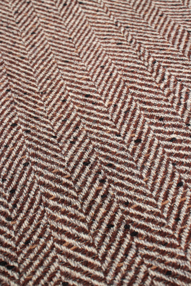 Vintage Chanel Herringbone Tweed Velvet Jacket & Skirt Set jacket fabric detail at Recess LA