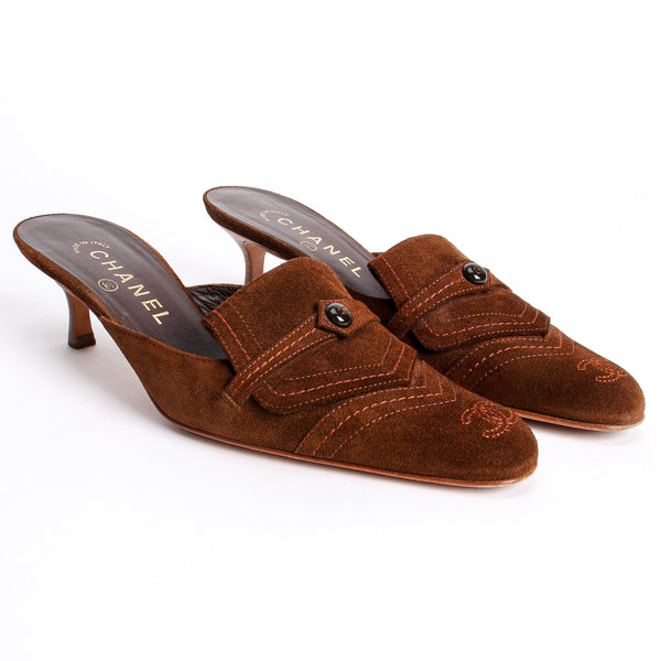 Vintage Chanel Suede Loafer Mules – Recess