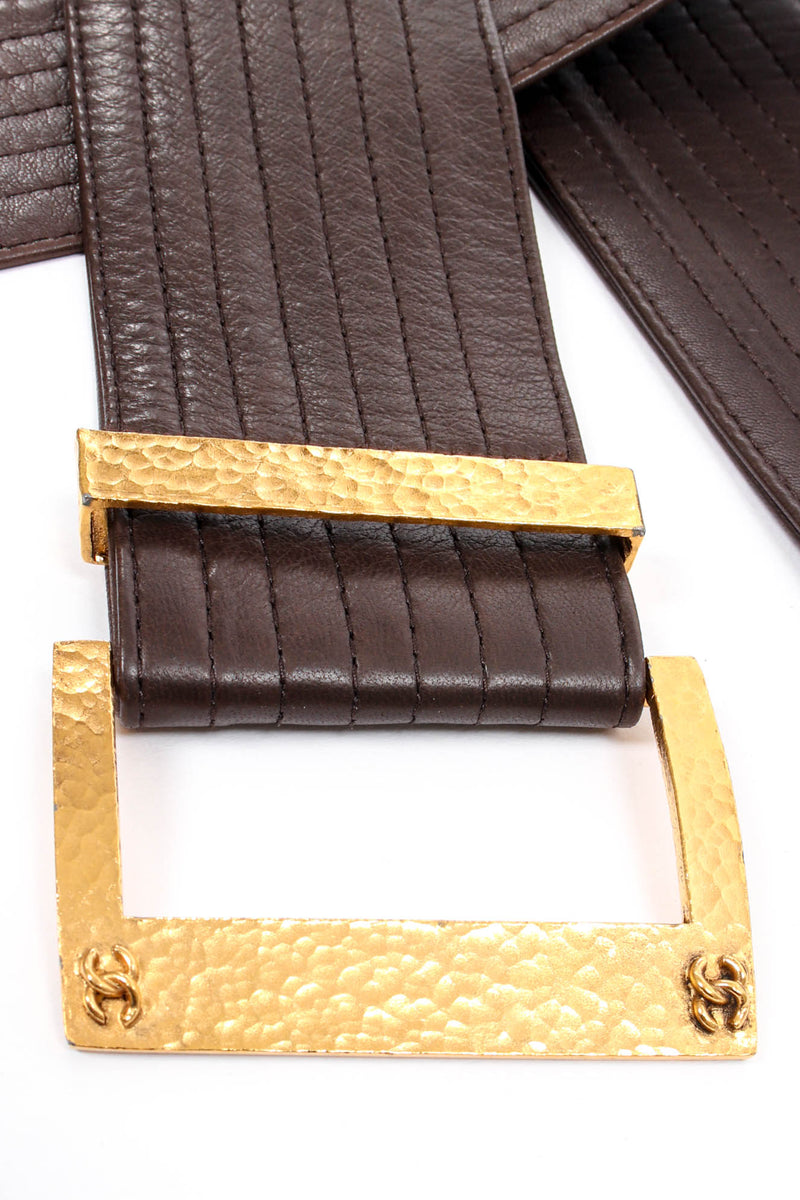Vintage Chanel Suede & Leather Trench Coat button belt buckle at Recess Los Angeles