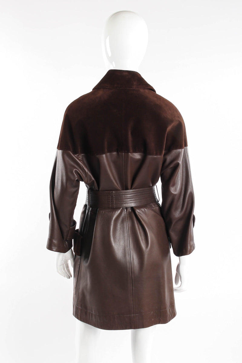 Vintage Chanel Suede & Leather Trench Coat on mannequin at Recess Los Angeles (back)
