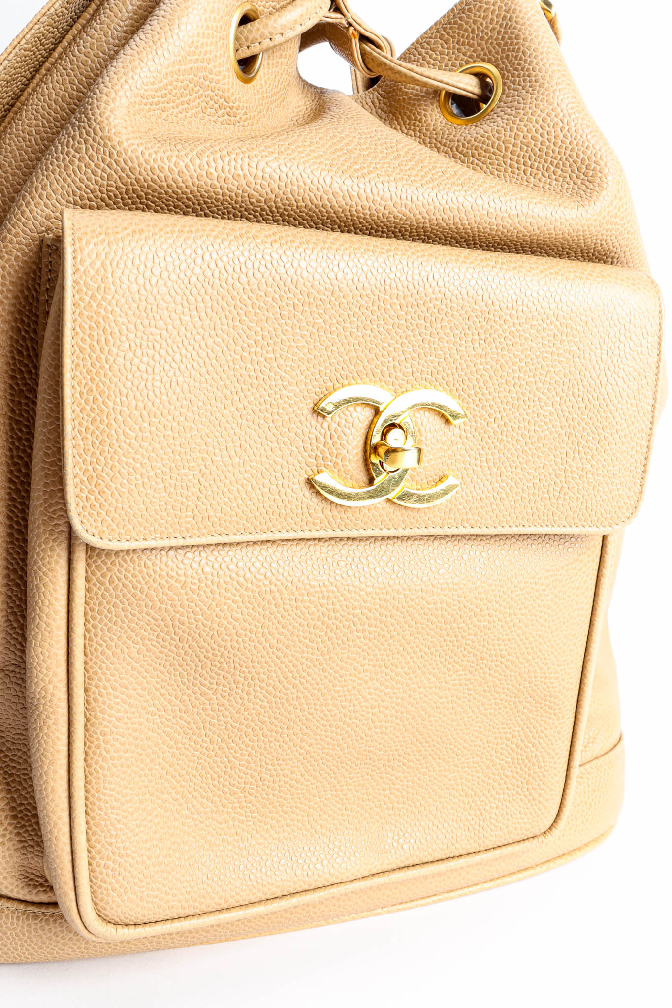 Vintage 1990 Chanel CC Logo Bucket Bag CC logo front @ Recess LA