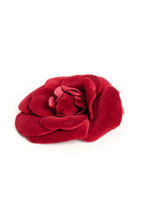 Vintage Chanel Velvet Camellia Flower Pin flat front @ Recess LA