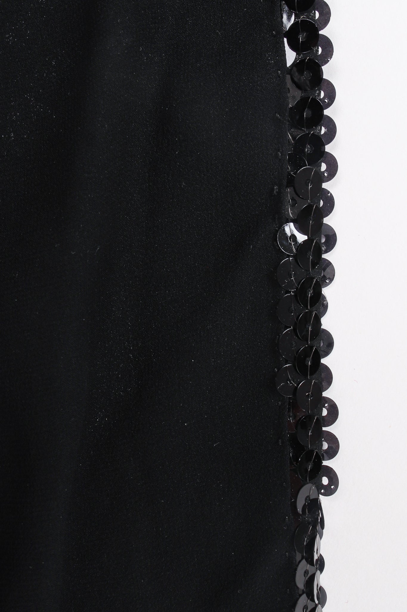 Vintage Chanel Sequin Black Tie Sheath Gown Set lining at Recess Los Angeles