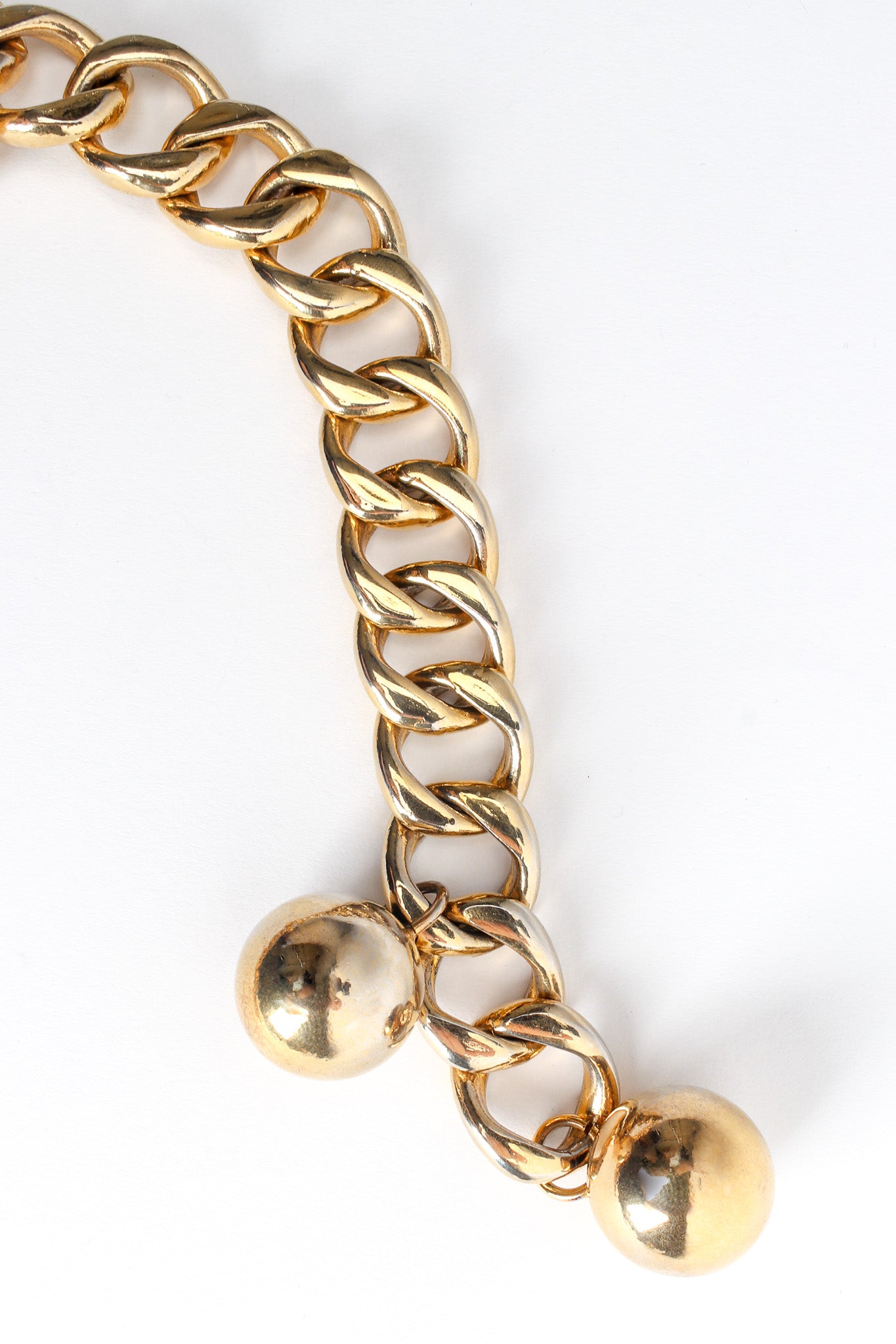 Vintage Chanel Wide Curb Link Ball Charm Belt ball charm/links close @ Recess Los Angeles