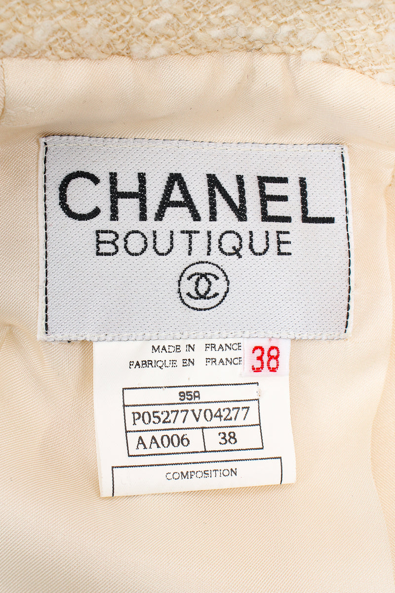 Vintage Chanel 1995 Bouclé Tweed Double Pocket Jacket label at Recess Los Angeles