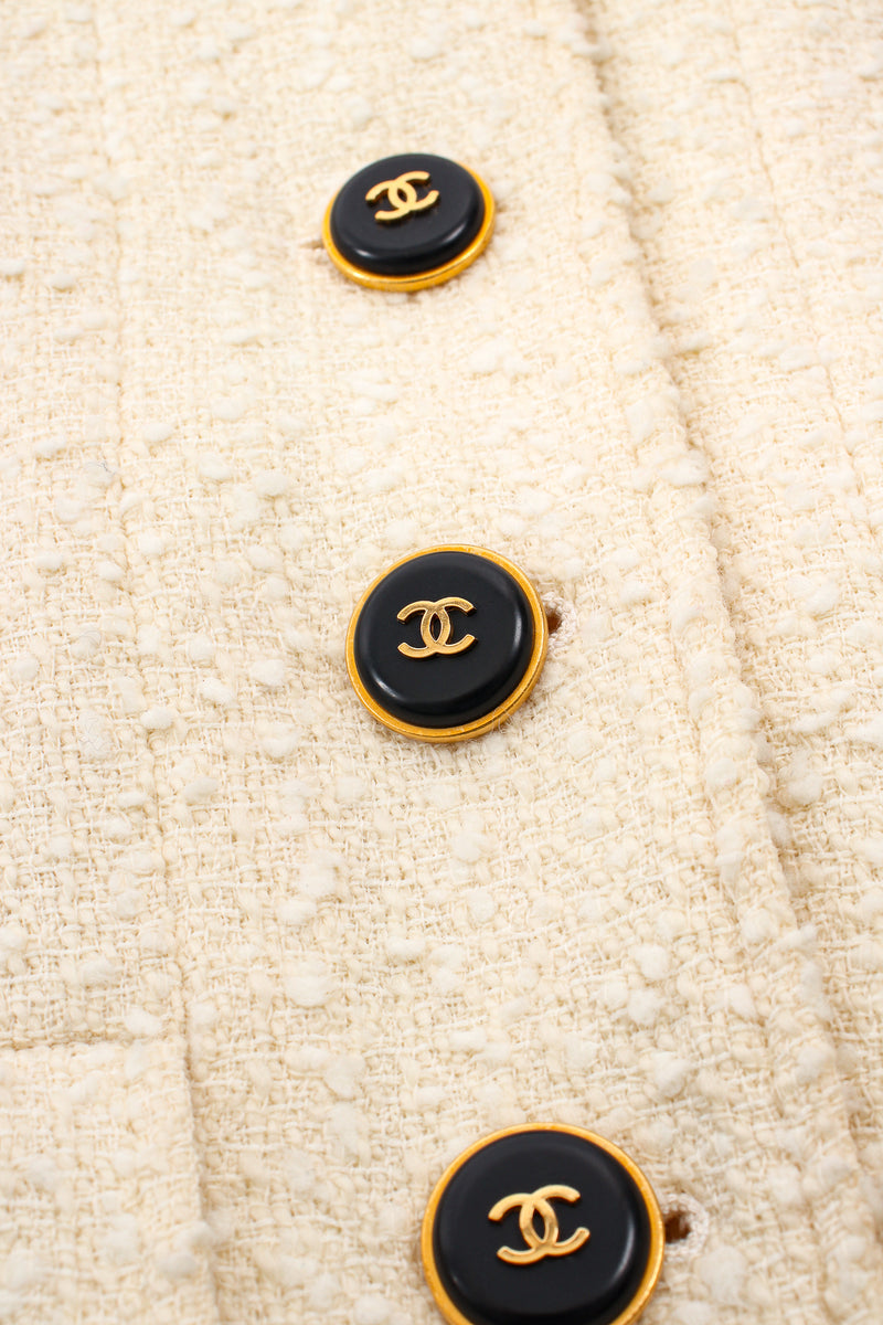 Vintage Chanel 1995 Bouclé Tweed Double Pocket Jacket buttons at Recess Los Angeles