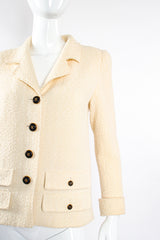 Vintage Chanel 1995 Bouclé Tweed Double Pocket Jacket on Mannequin crop at Recess Los Angeles