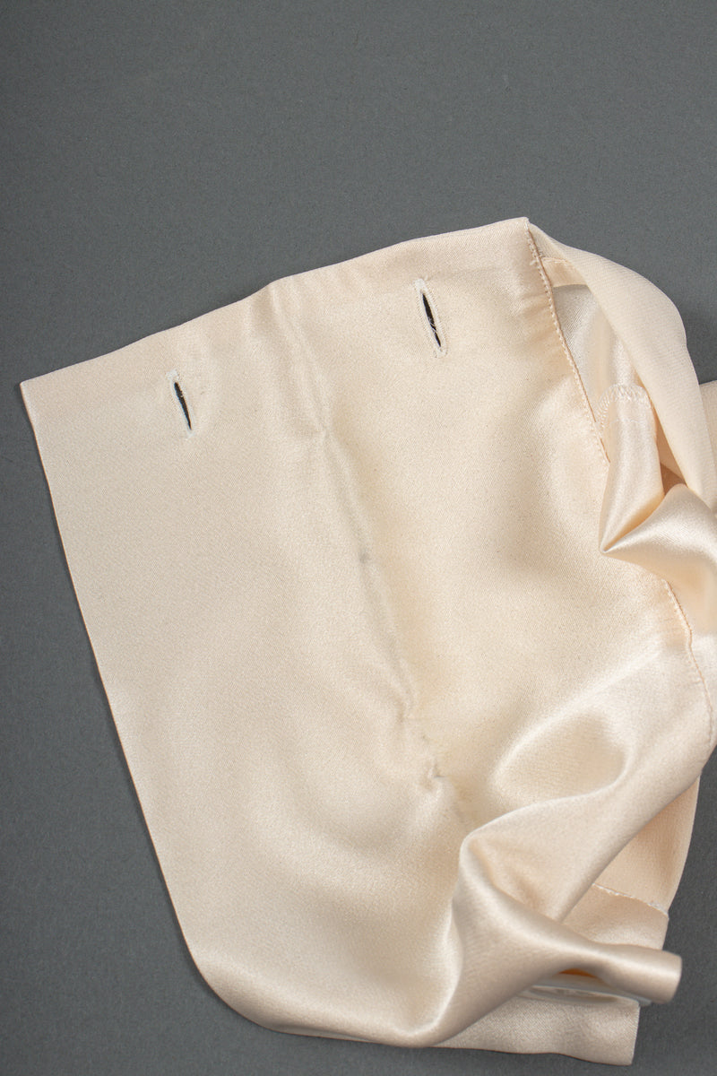 Vintage Chanel Cream Silk Panel Tuck Bow Blouse cuff stain at Recess Los Angeles