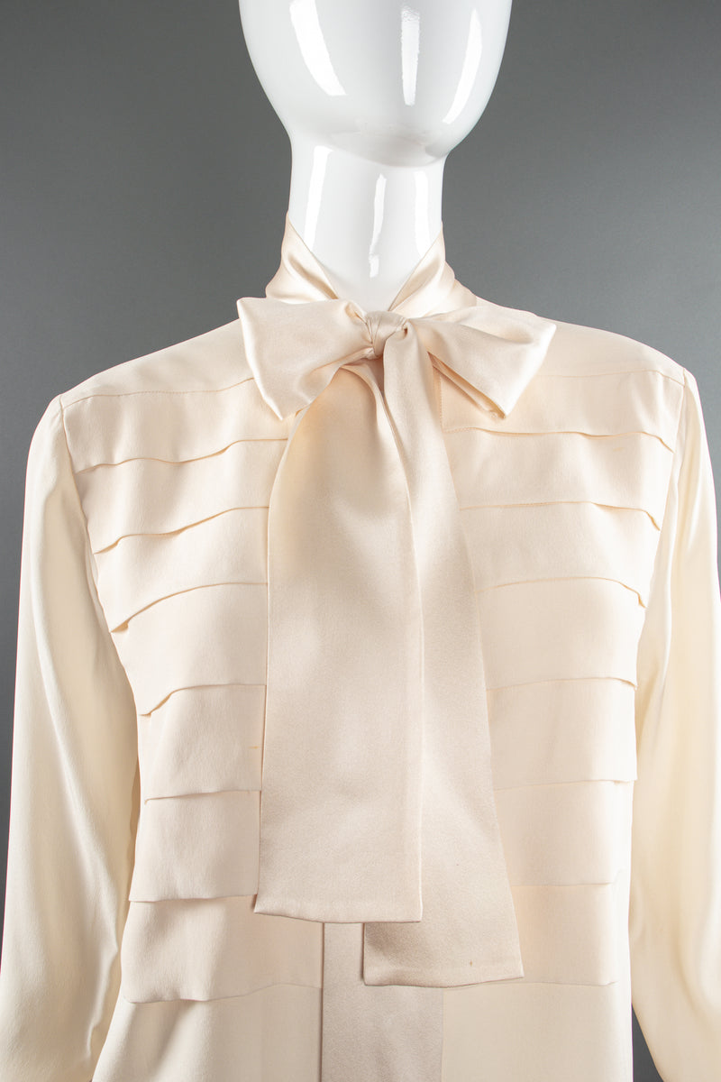 Vintage Chanel Cream Silk Panel Tuck Bow Blouse – Recess