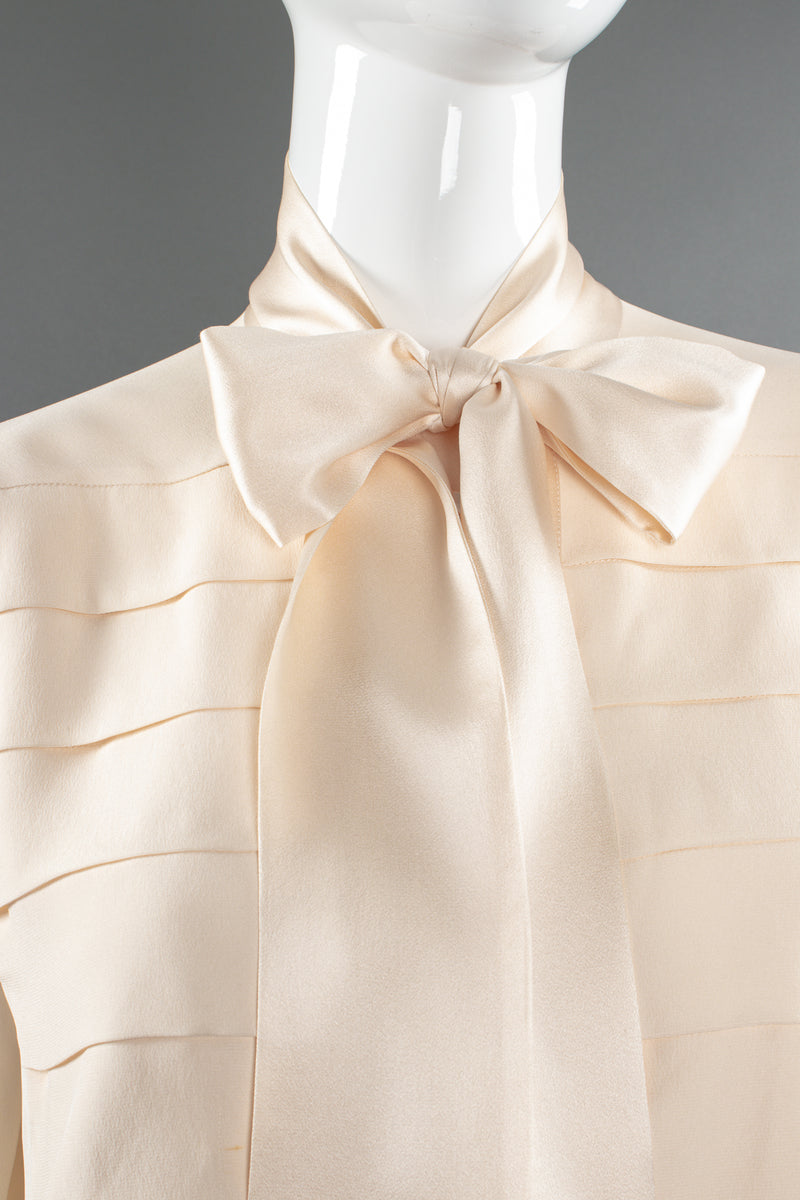 Vintage Chanel Cream Silk Panel Tuck Bow Blouse – Recess