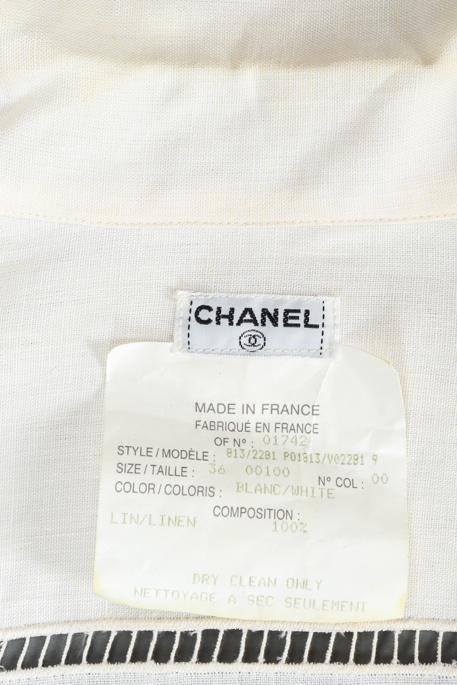 Vintage Chanel Linen Cutout Blouse tag @ Recess Los Angeles