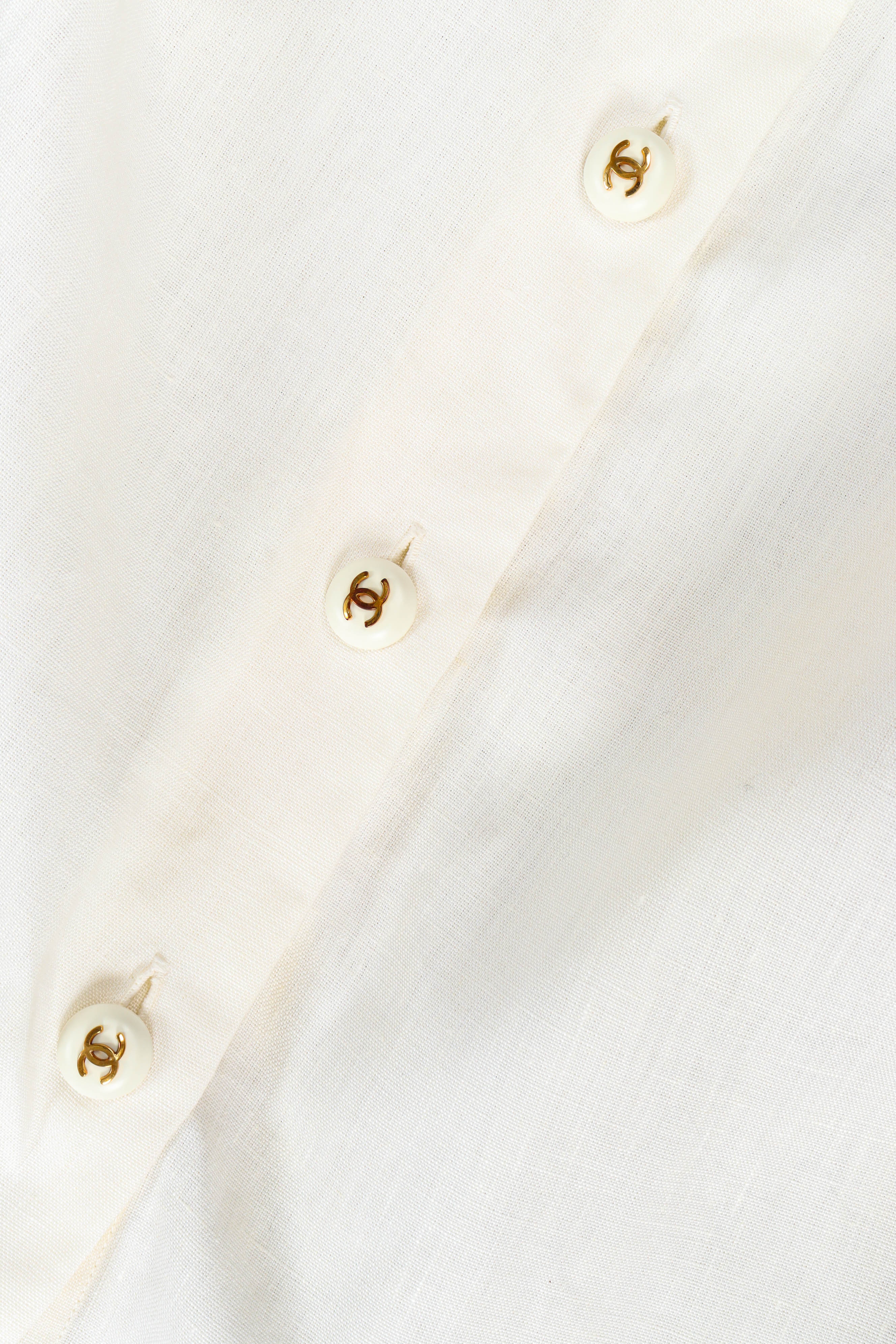 Vintage Chanel Linen Cutout Blouse CC shank buttons @ Recess Los Angeles