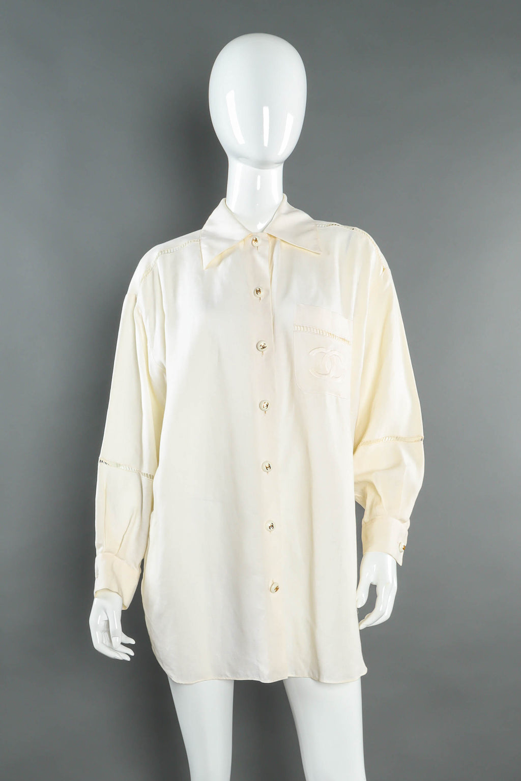 Vintage Chanel Interlocking CC Logo Pocket Pajama Blouse – Recess