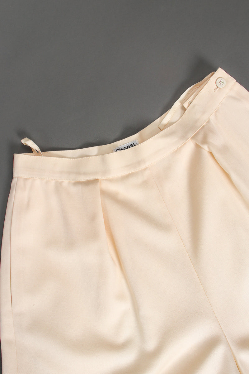 Vintage Chanel Pleated Wool Walking Shorts flat waistband at Recess Los Angeles