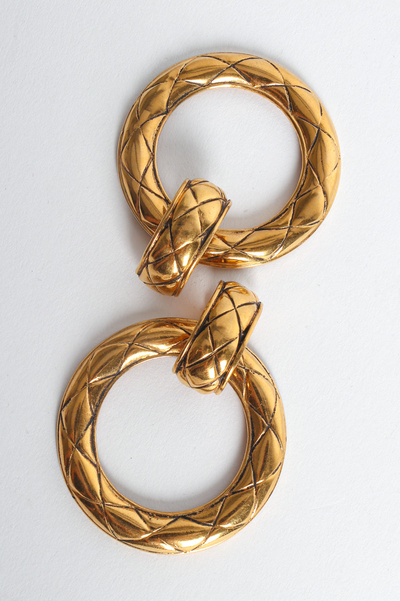 Chanel Vintage Quilted CC CC Gold Earrings