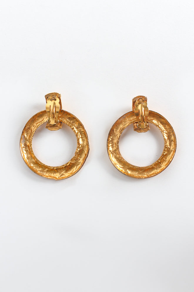 Vintage Chanel 1980s Quilt Pattern Hoop Multi Earrings back flat @ Recess LA
