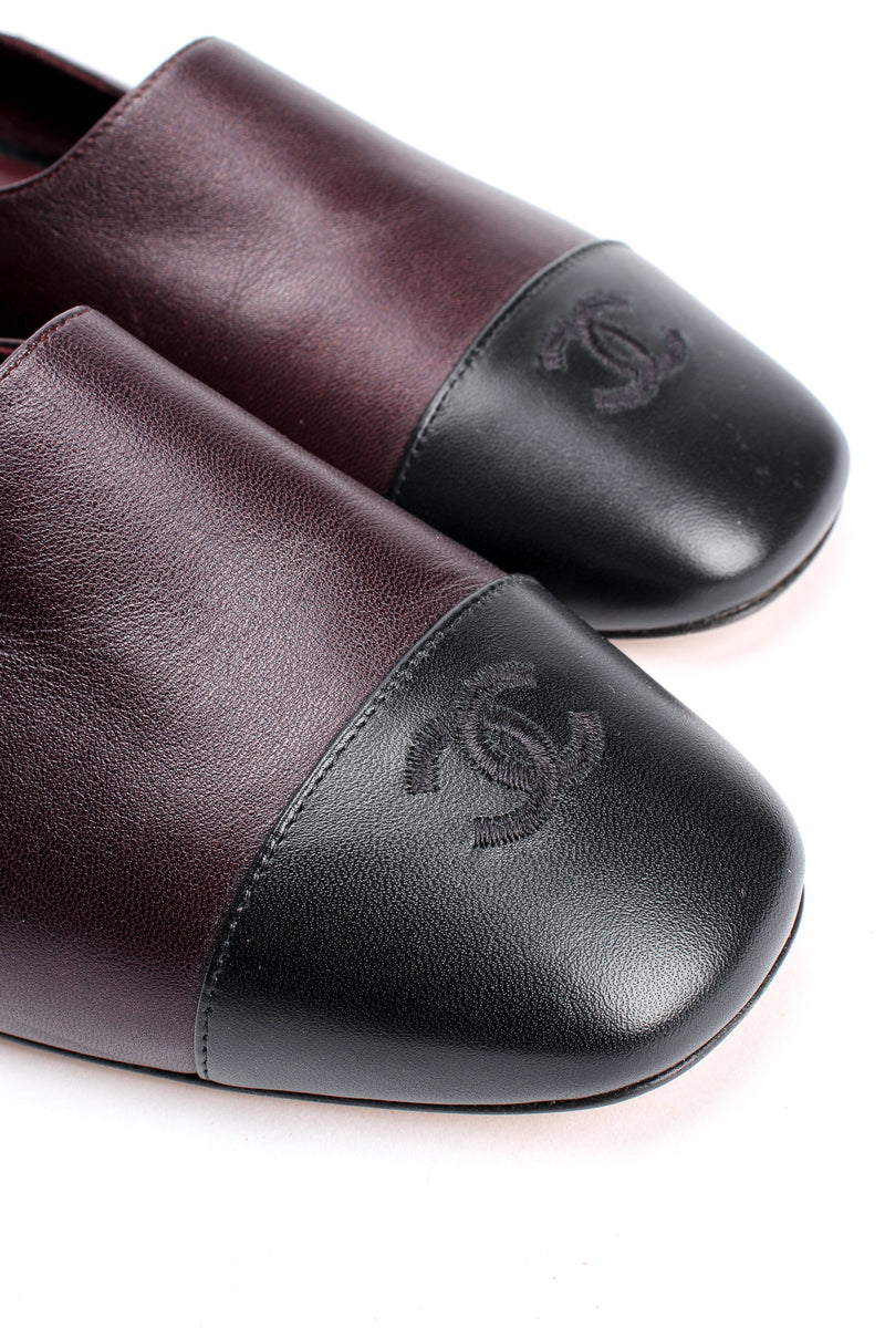 Vintage Chanel Leather Cap Toe Slipper Mules – Recess