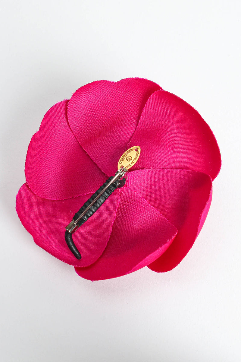 Vintage Chanel Fuchsia Camellia Flower Pin II reverse @ Recess Los Angeles
