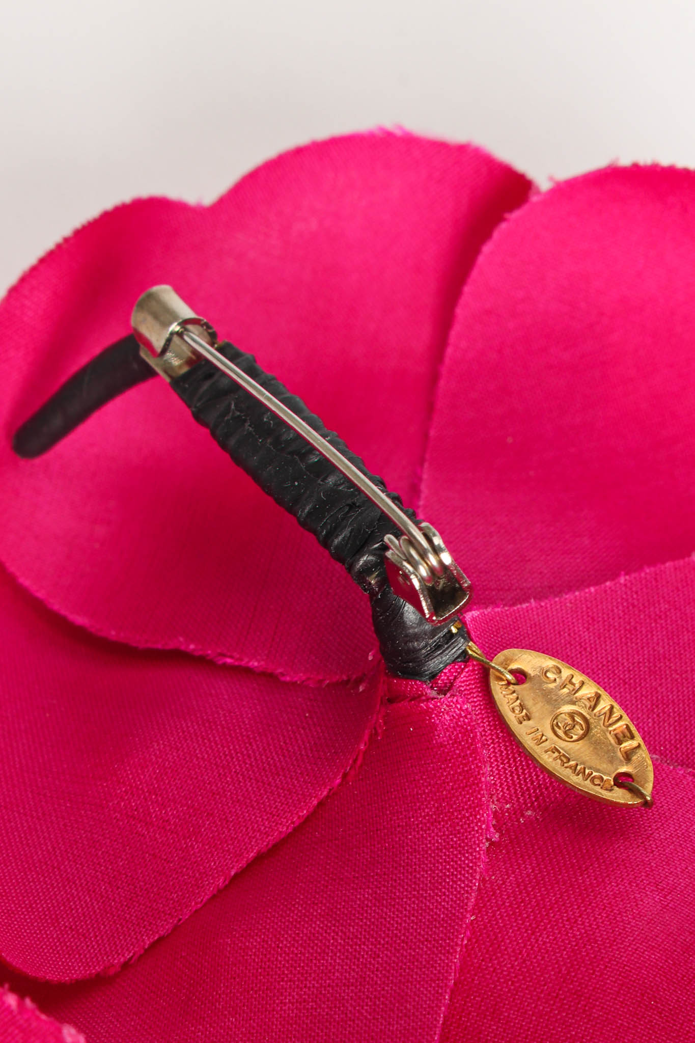 Vintage Chanel Fuchsia Camellia Flower Pin II signed @ Recess Los Angeles