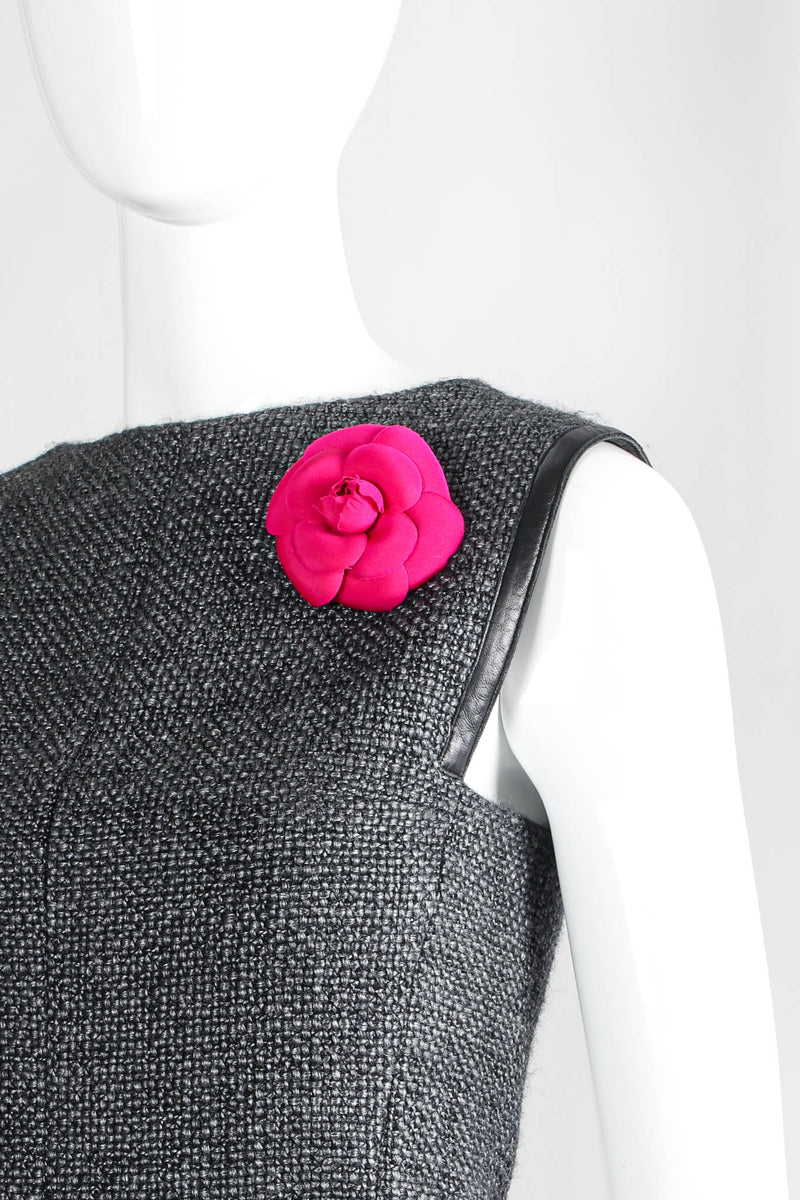 Vintage Chanel Fuchsia Camellia Flower Pin II on mannequin @ Recess Los Angeles