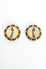 Vintage Chanel 1987 Mademoiselle Silhouette Leather Earrings front @ Recess LA