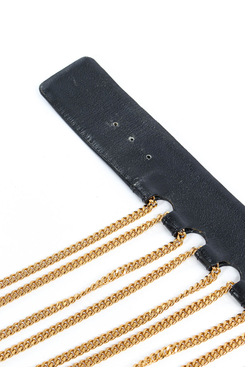 1991 Vintage Chanel Leather Multi Chain Drape Belt light wear on holes reverse @ Recess Los Angeles