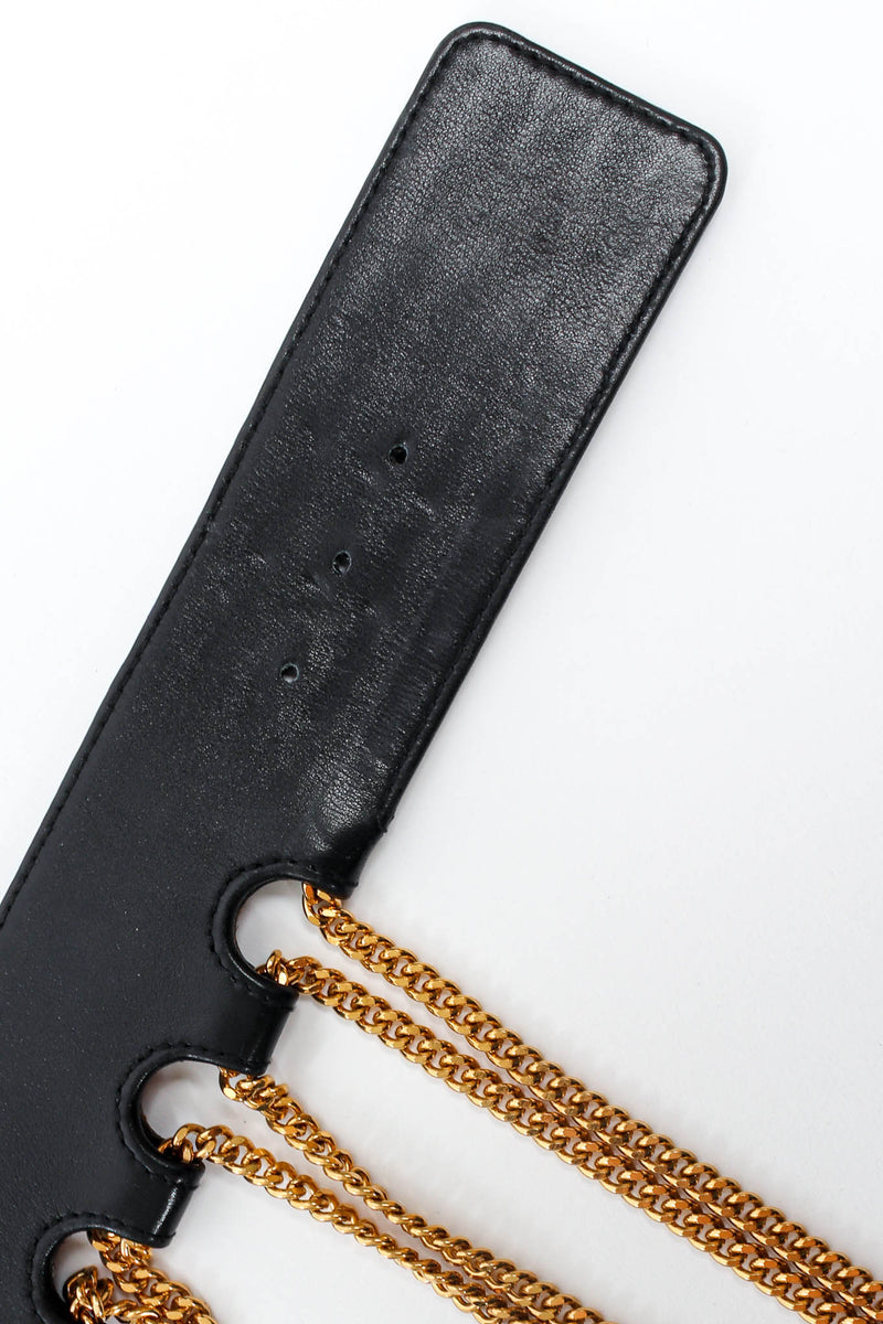 1991 Vintage Chanel Leather Multi Chain Drape Belt exterior pin holes @ Recess Los Angeles