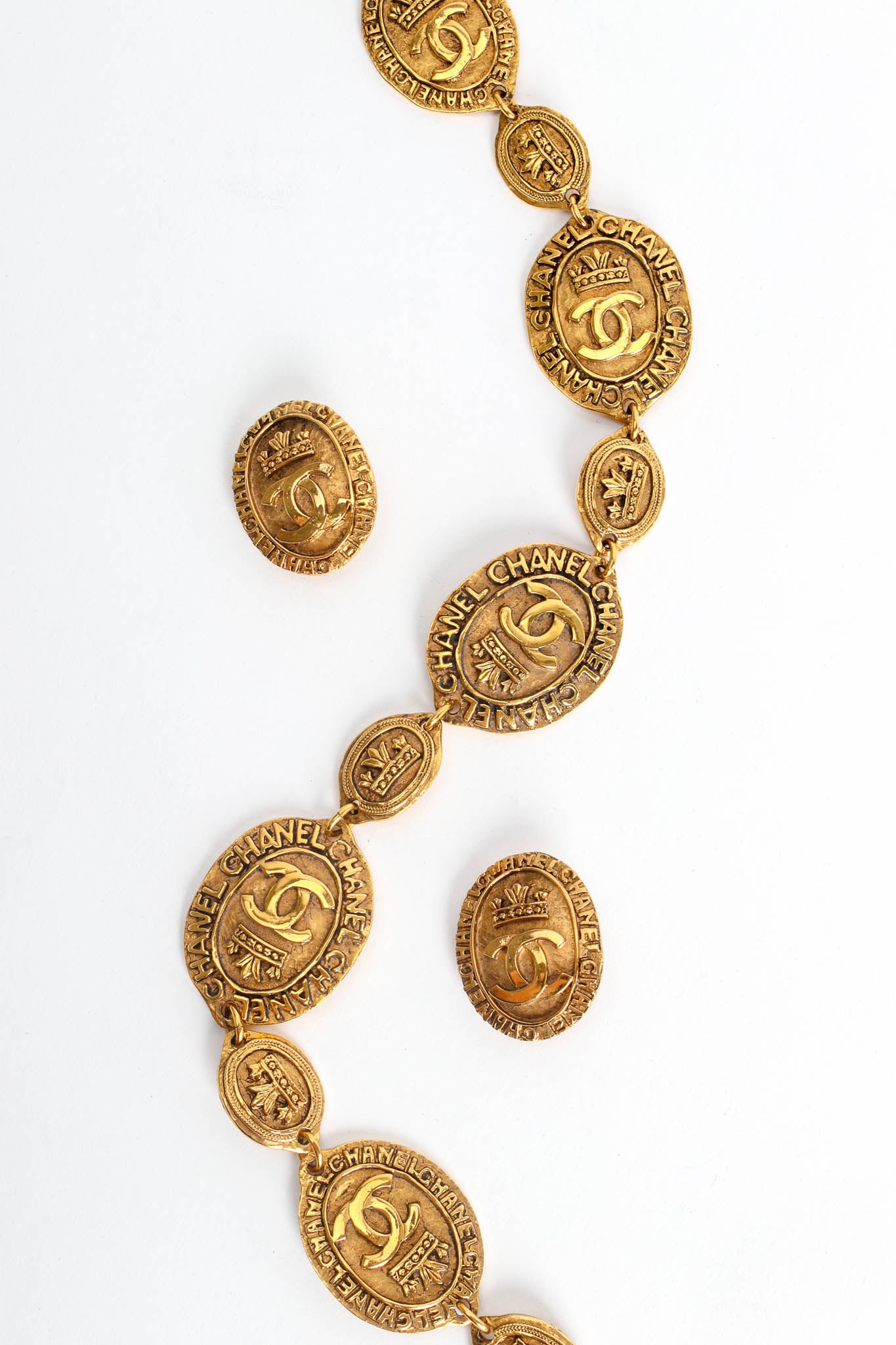 Vintage Chanel 1980s Crown CC Logo Coin Earrings necklace/earings @ Recess LA