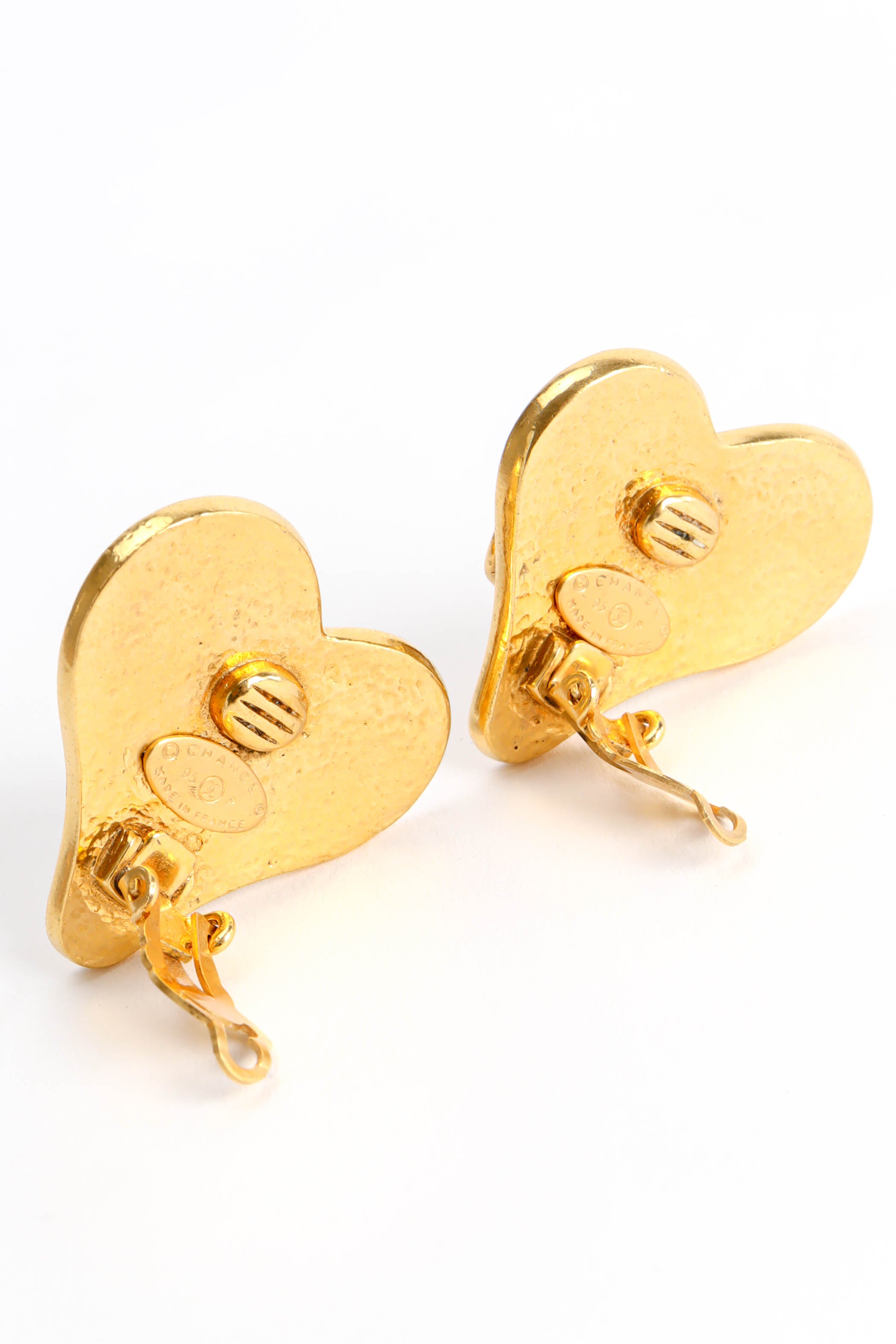 Vintage Chanel Love CC Pearl Earrings clip on open @ Recess Los Angeles