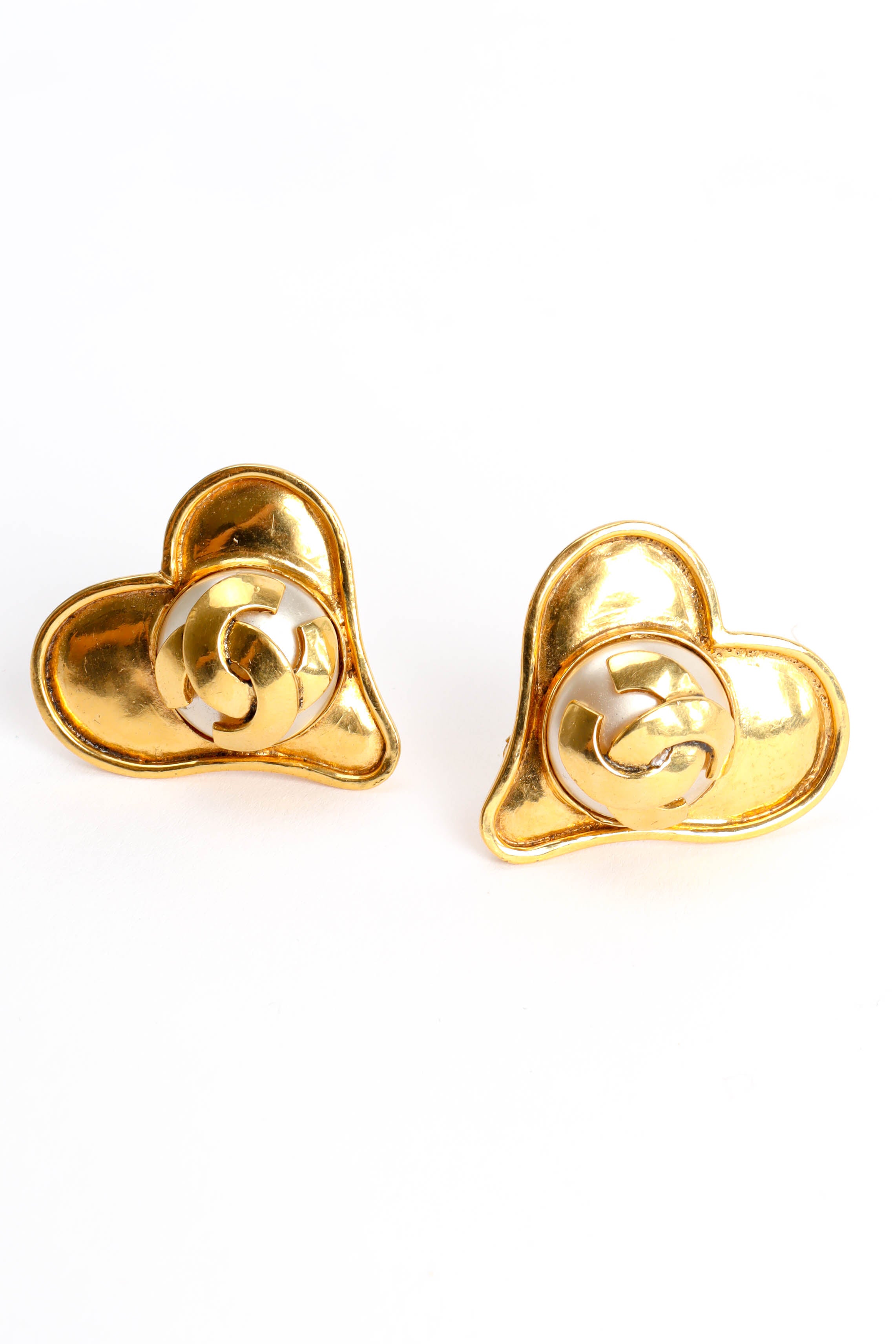 1995 Love CC Logo Pearl Earrings