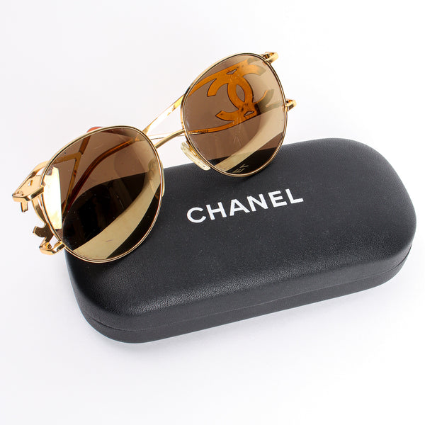 Ultra-rare Chanel Gold Vintage Miller 05258 Circa 1990s Sunglasses