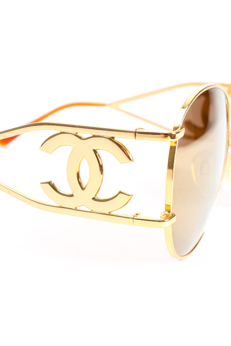 Vintage Chanel 1990s CC Gold Mirror Miller Sunglasses detail at Recess Los Angeles